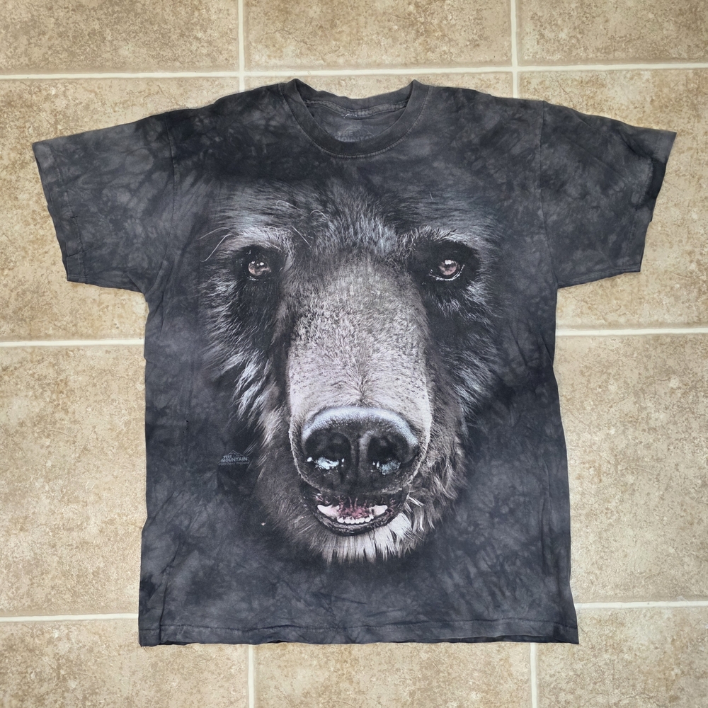 The Mountain Black and Gray Bear Face Short Sleeve Tee